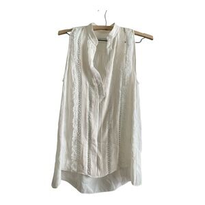 Alice + Olivia Cream Delicate Lace Sleeveless Blouse